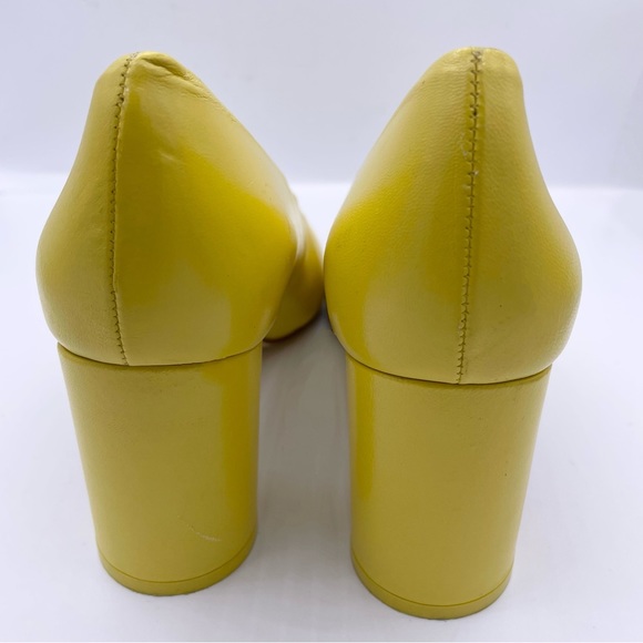ZARA leather block heel slip on yellow shoes women Size 37/ 6.5US - Picture 5 of 11